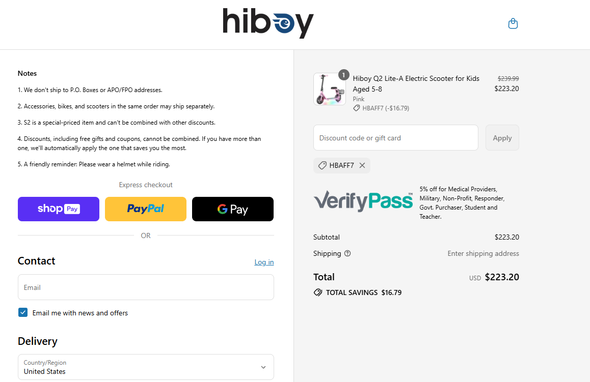 Coupon proof HBAFF7