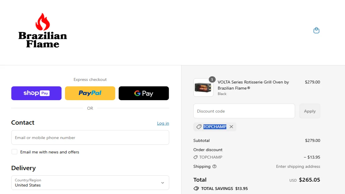 Coupon proof TOPCHAMP