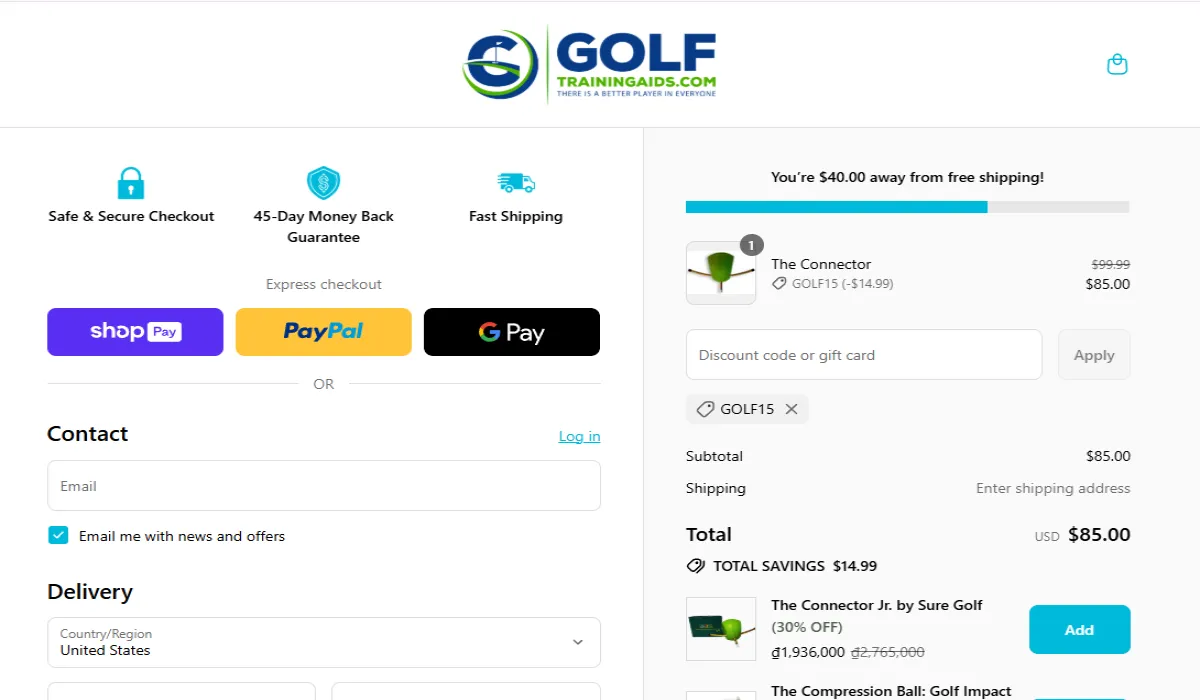 Coupon proof GOLF15