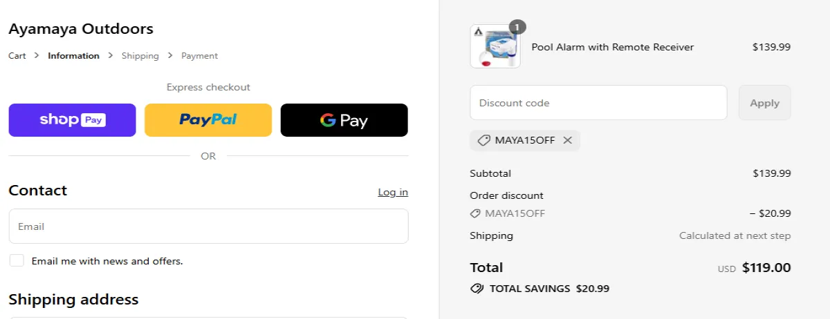 Coupon proof MAYA15OFF