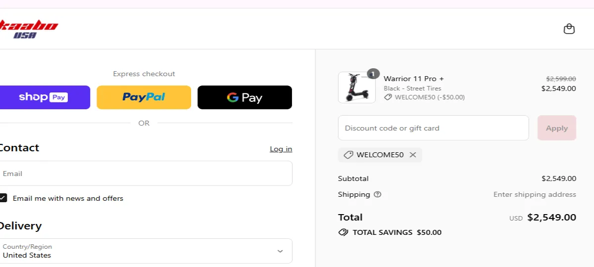 Coupon proof WELCOME50