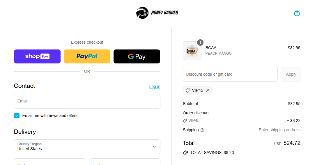 Coupon proof VIP45