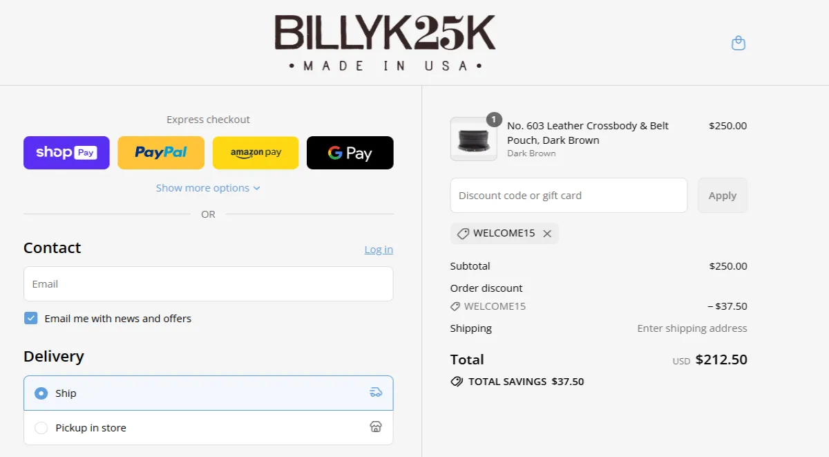 Coupon proof WELCOME15