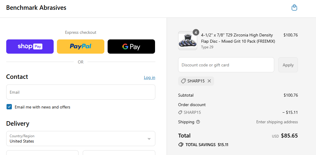 Coupon proof SHARP15