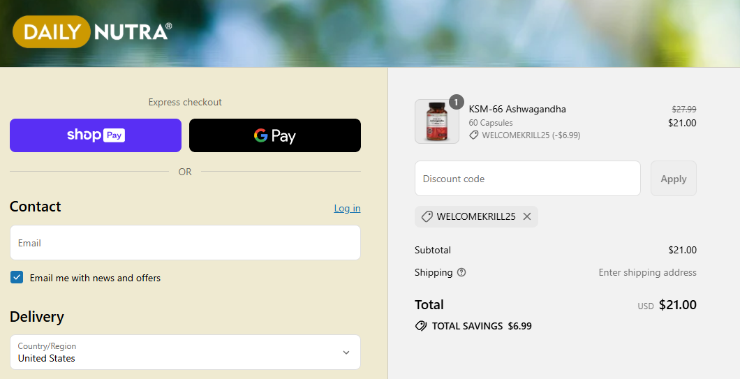 Coupon proof WELCOMEKRILL25