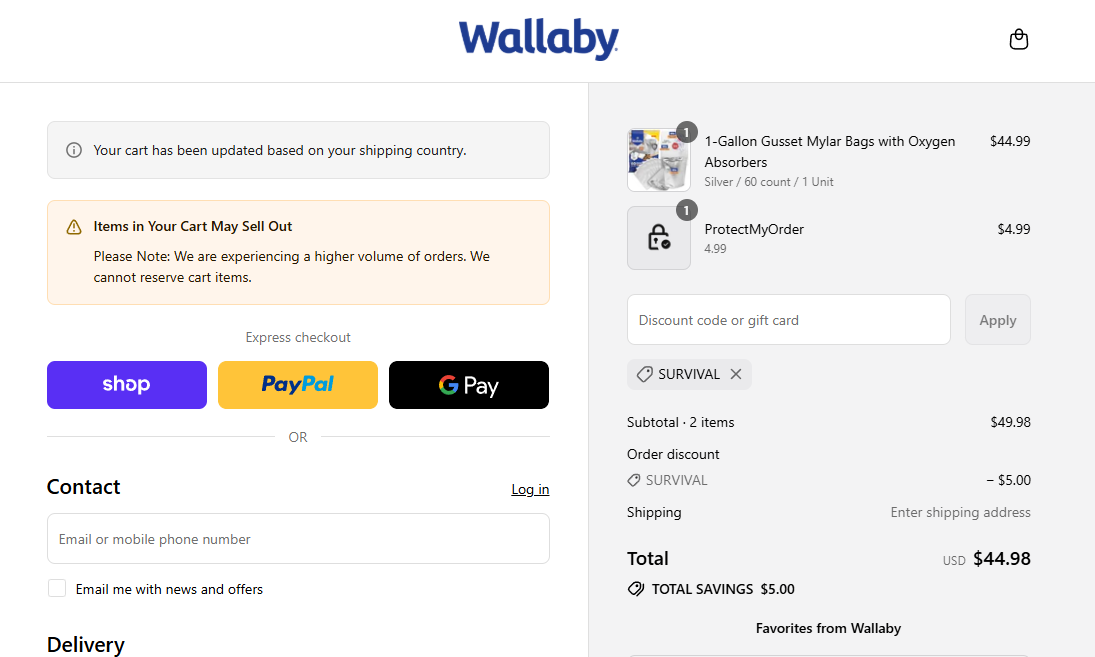 Coupon proof SURVIVAL