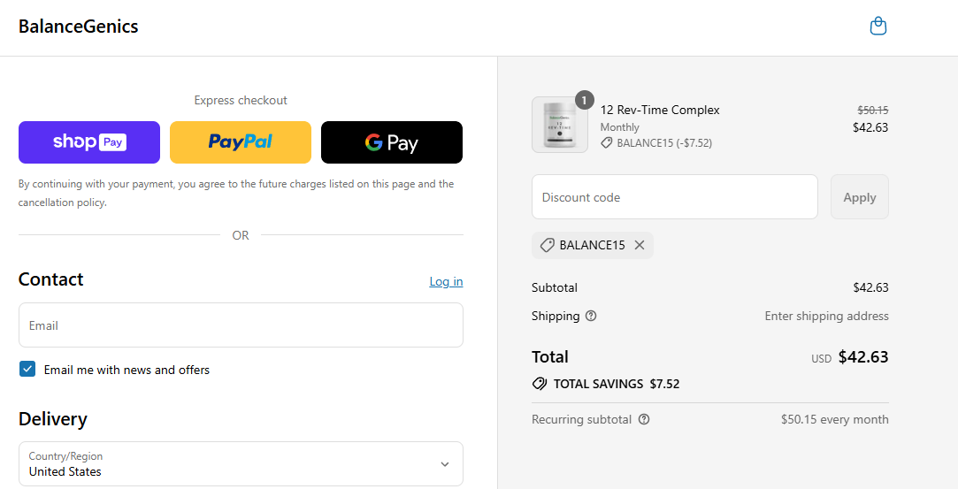Coupon proof BALANCE15