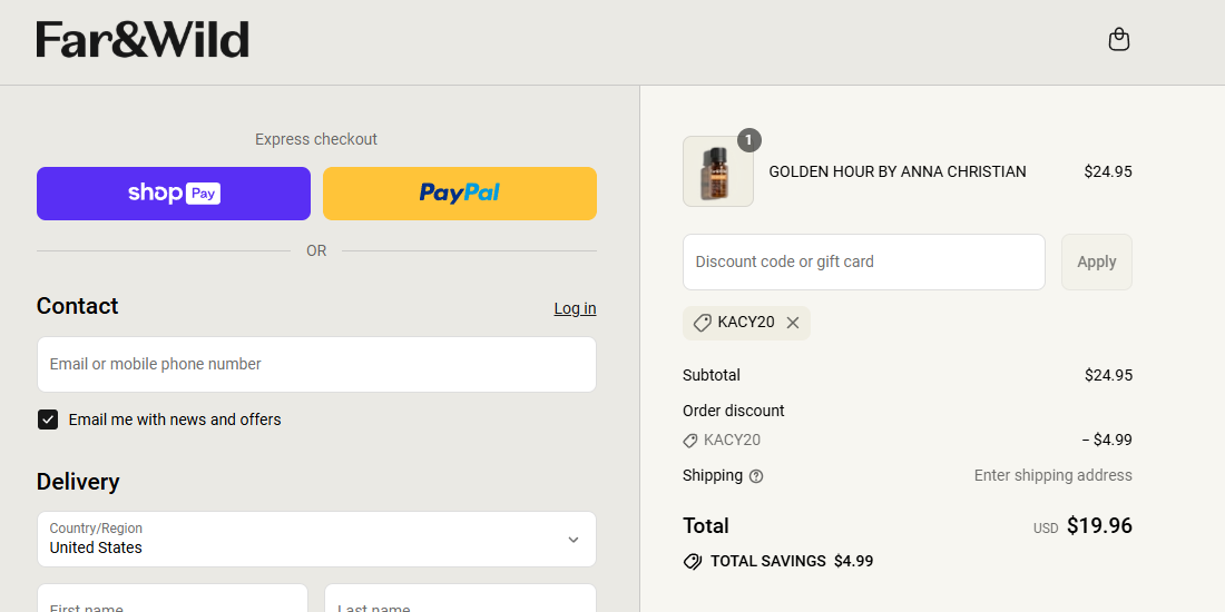 Coupon proof KACY20