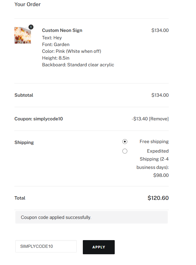 Coupon proof simplycode10