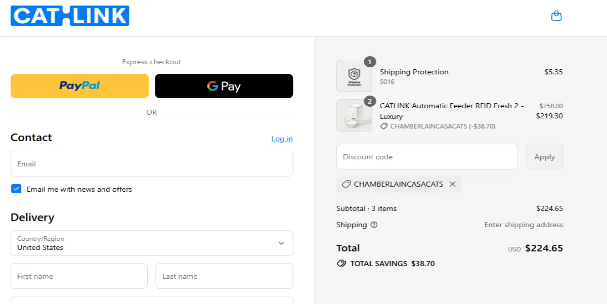 Coupon proof CHAMBERLAINCASACATS