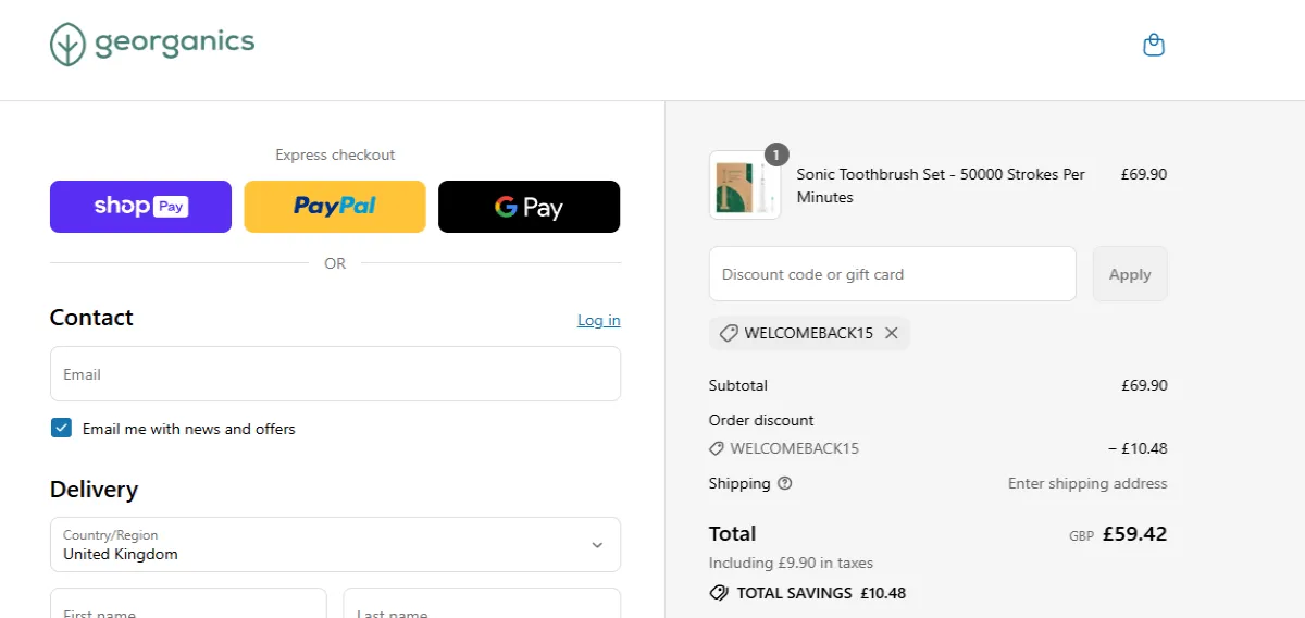 Coupon proof WELCOMEBACK15