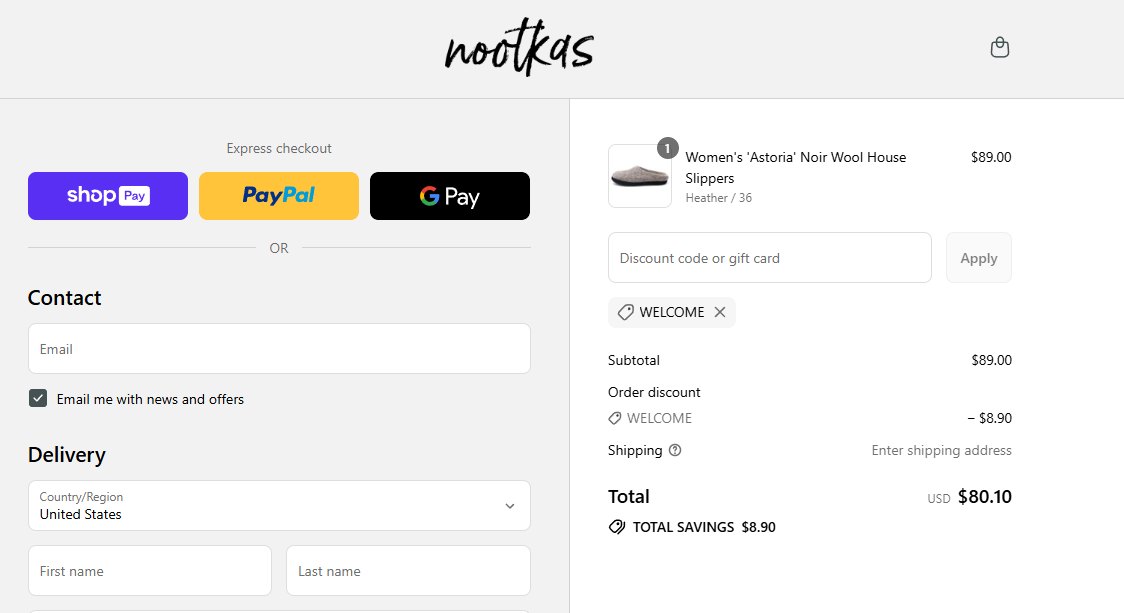 Coupon proof WELCOME