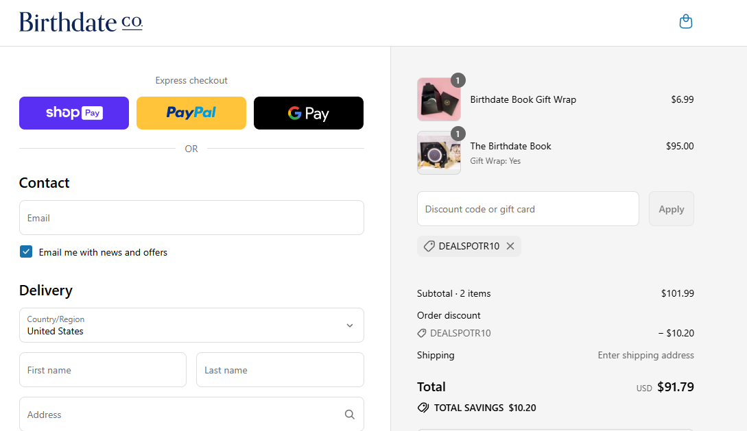 Coupon proof DEALSPOTR10