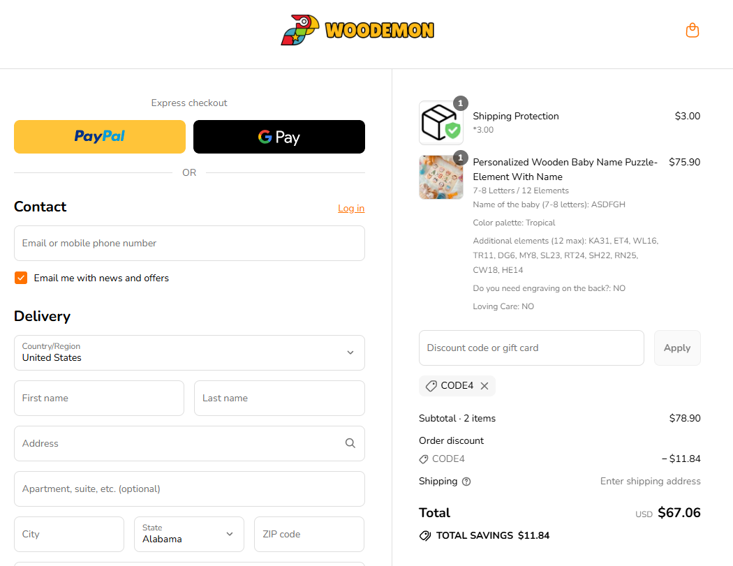 Coupon proof CODE4