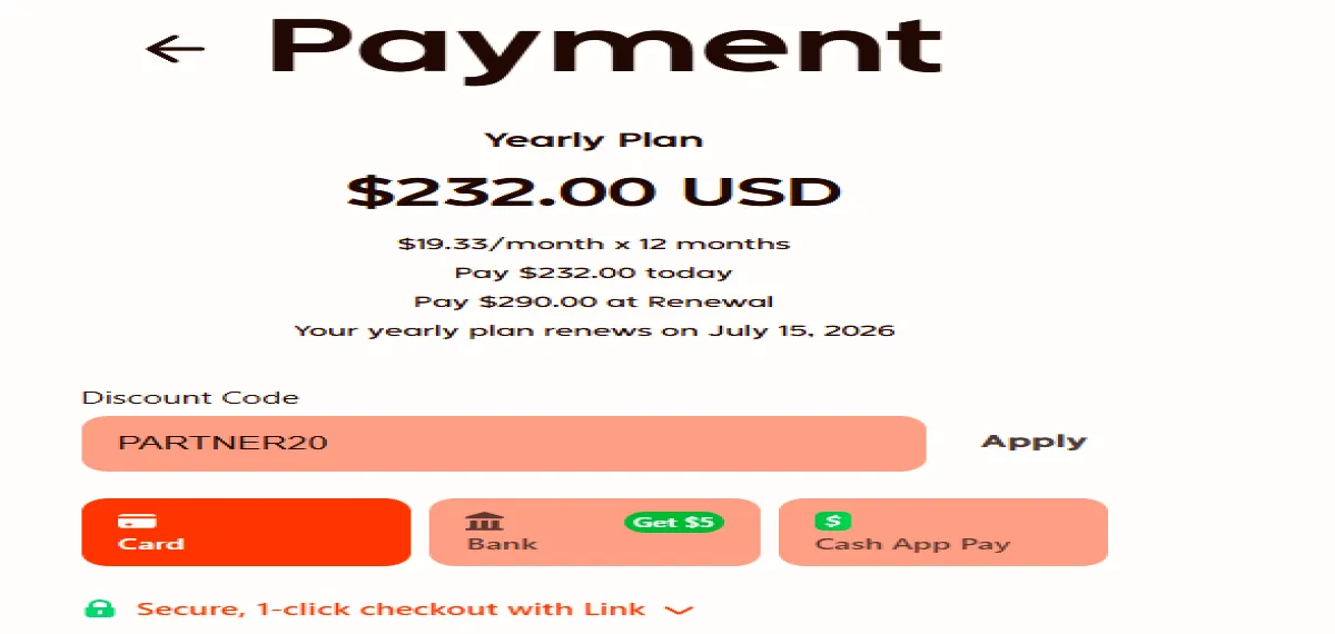 Coupon proof PARTNER20