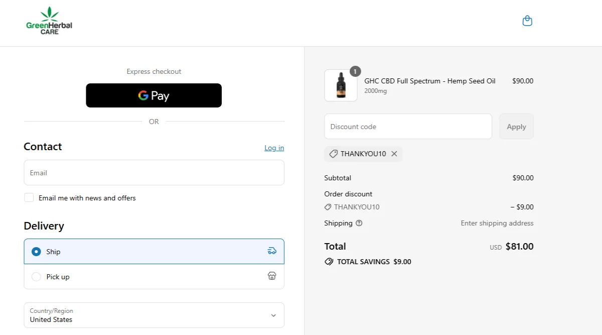 Coupon proof THANKYOU10