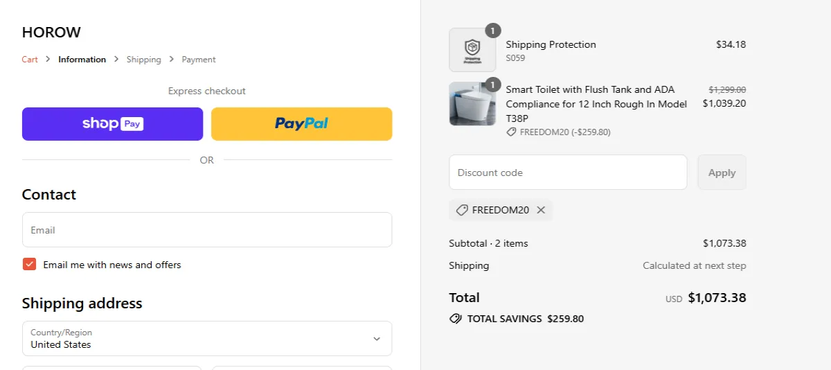Coupon proof FREEDOM20