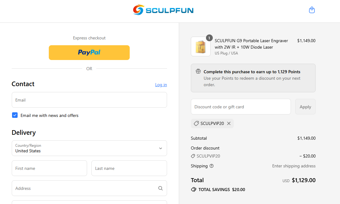 Coupon proof SCULPVIP20