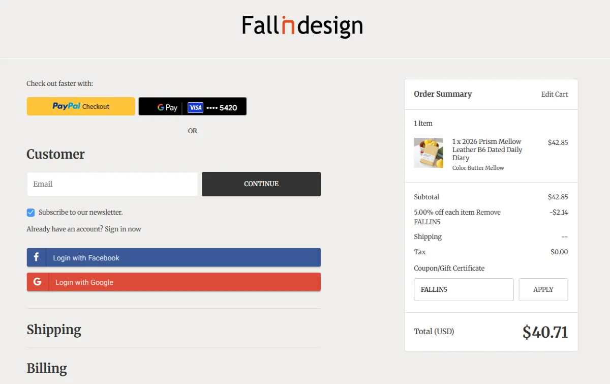 Coupon proof FALLIN5