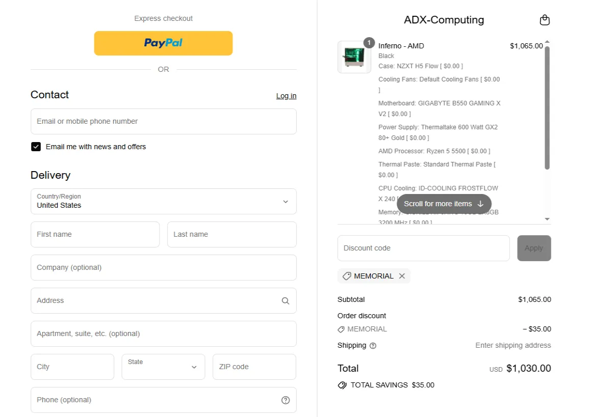 Coupon proof MEMORIAL