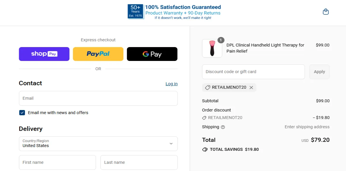 Coupon proof RETAILMENOT20