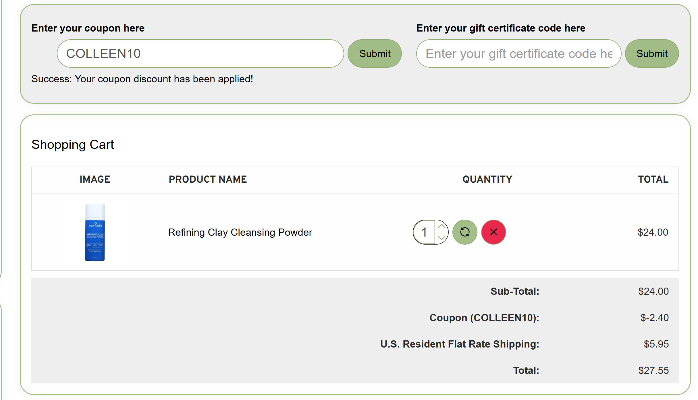 Coupon proof COLLEEN10