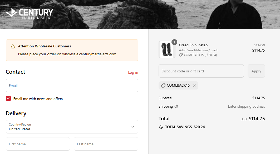 Coupon proof COMEBACK15