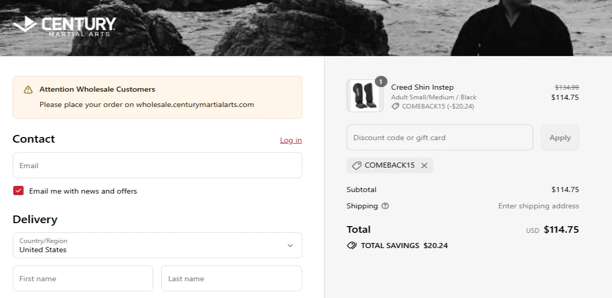 Coupon proof COMEBACK15