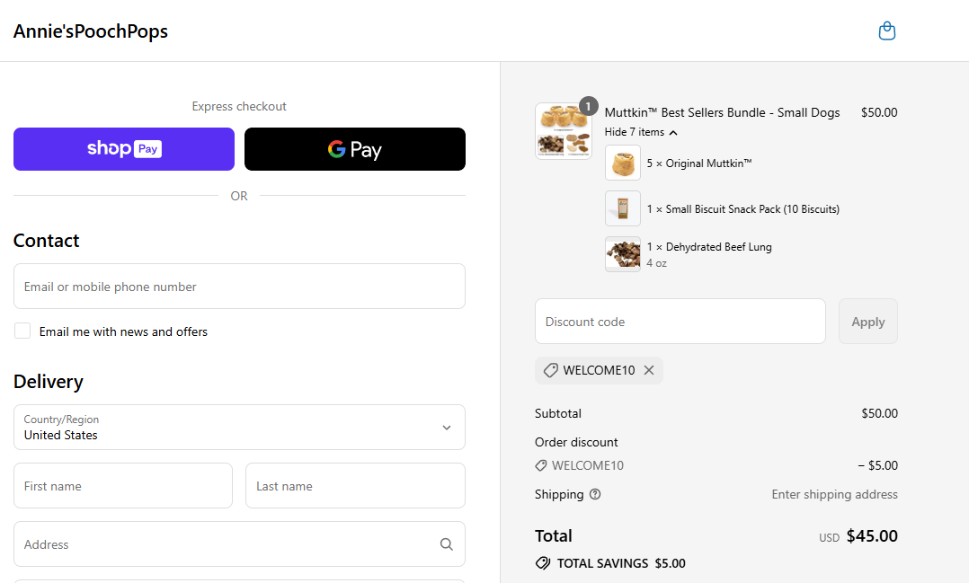 Coupon proof WELCOME10