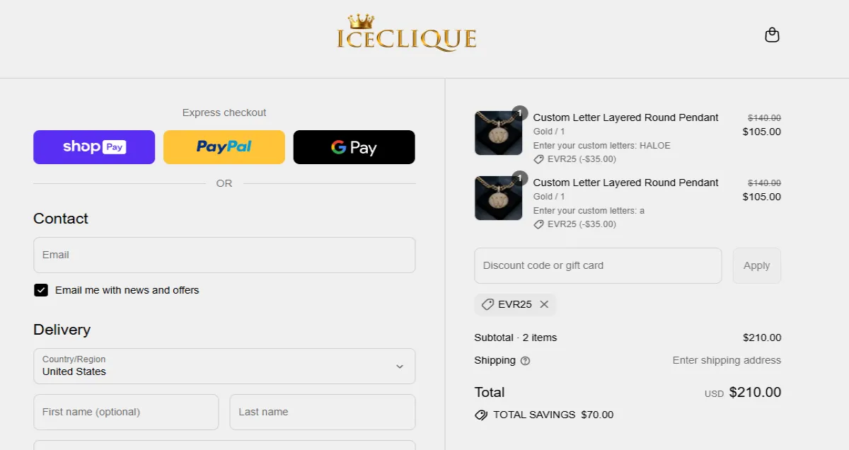 Coupon proof EVR25