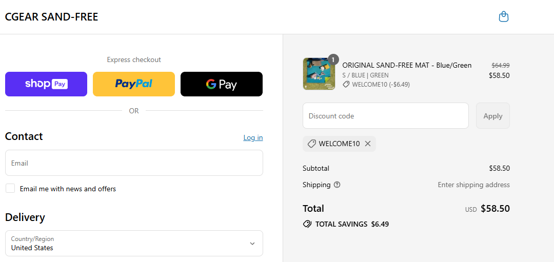 Coupon proof WELCOME10