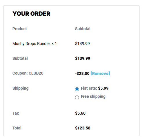 Coupon proof CLUB20