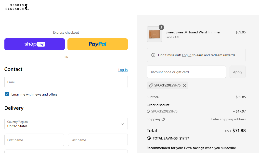 Coupon proof SPORTS20L99F75
