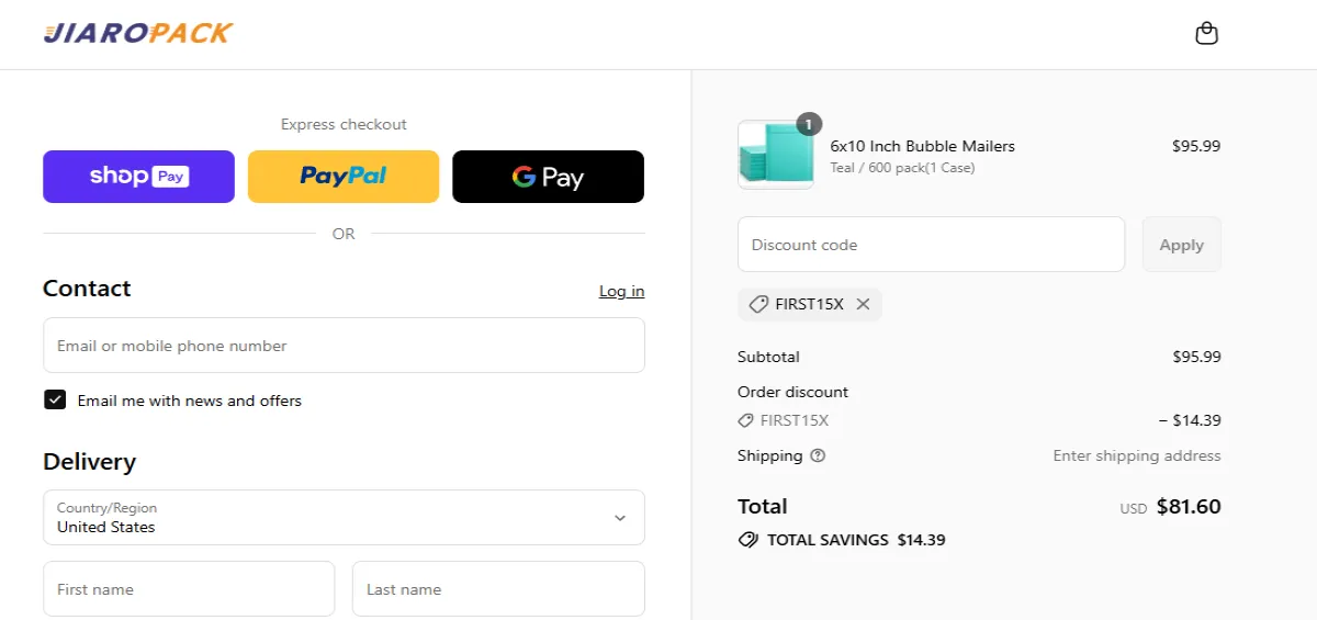 Coupon proof FIRST15X