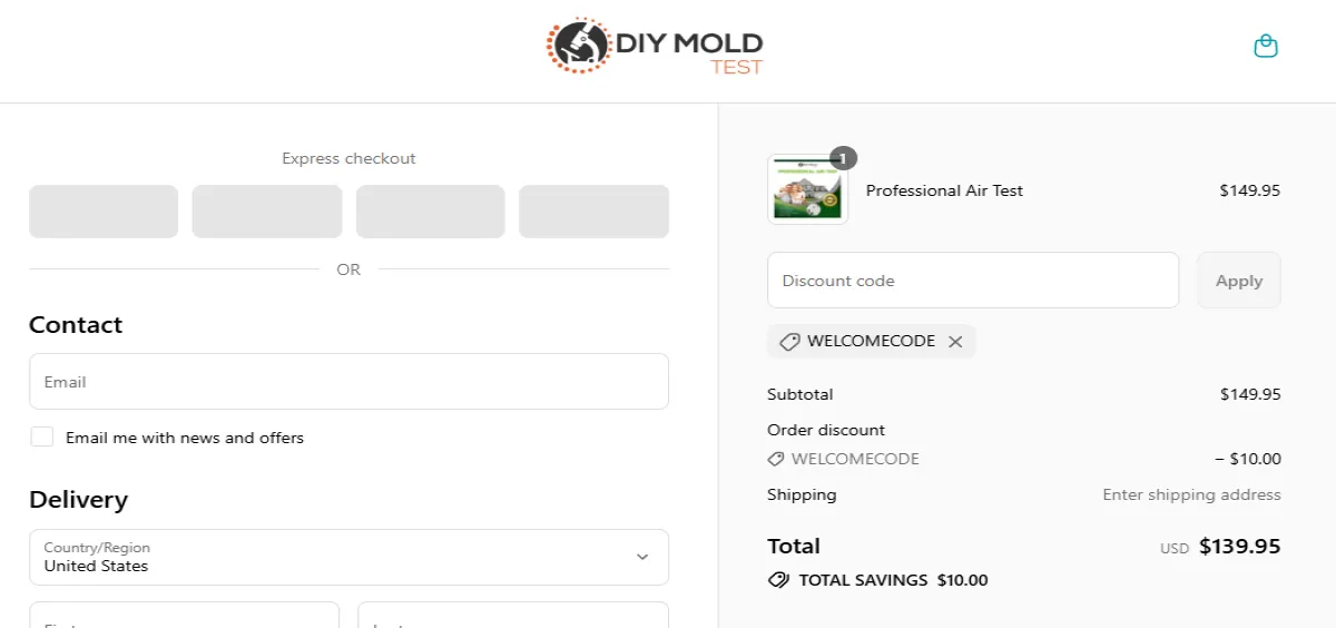 Coupon proof WELCOMECODE