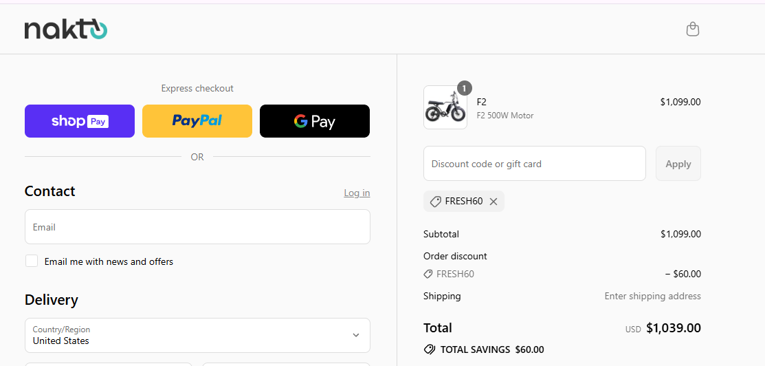 Coupon proof FRESH60
