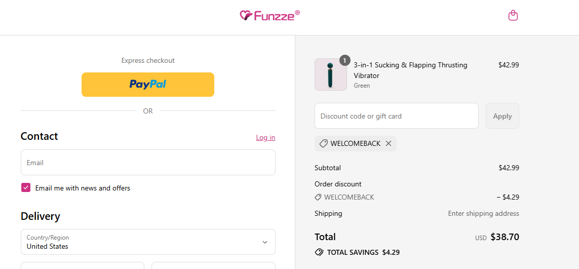 Coupon proof WELCOMEBACK
