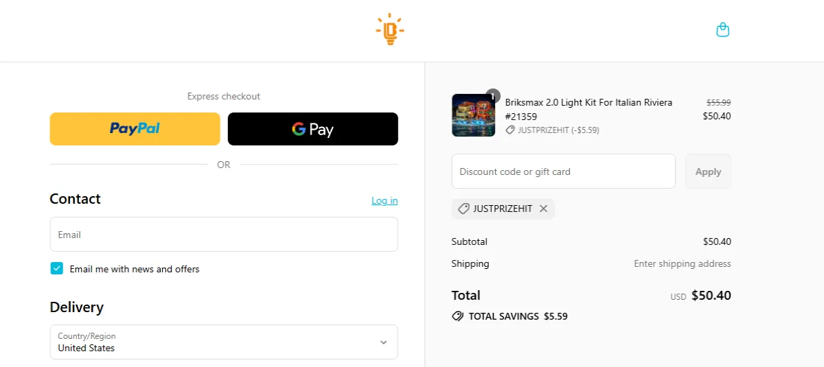 Coupon proof JUSTPRIZEHIT