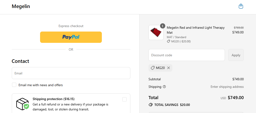 Coupon proof MG20