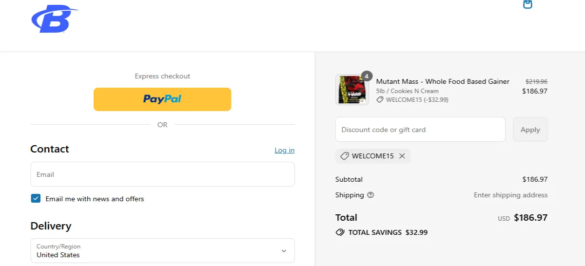 Coupon proof WELCOME15