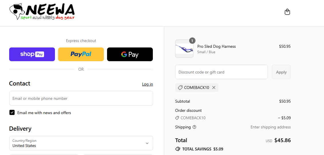 Coupon proof COMEBACK10