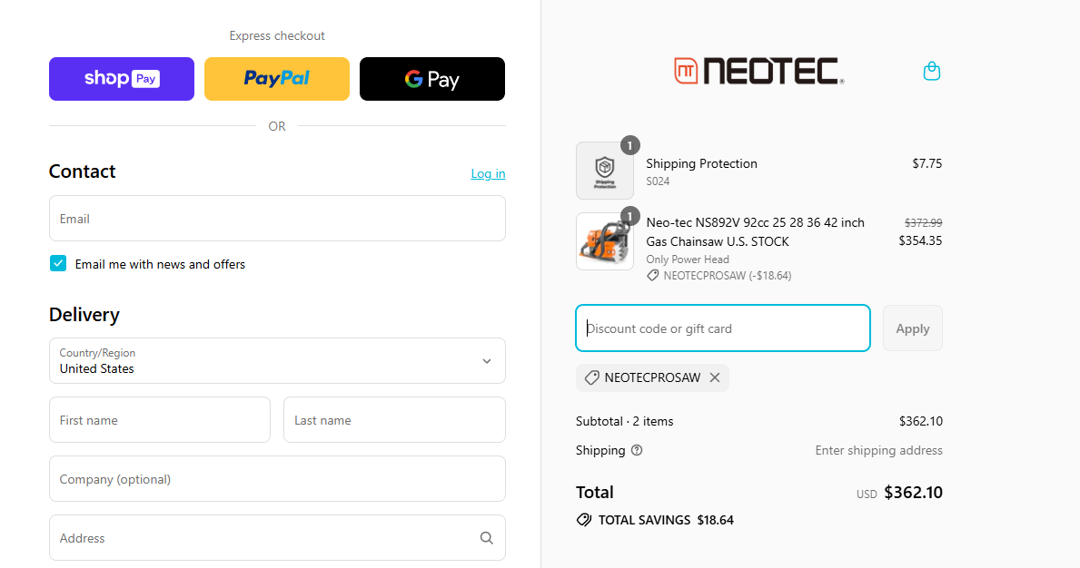 Coupon proof NEOTECPROSAW