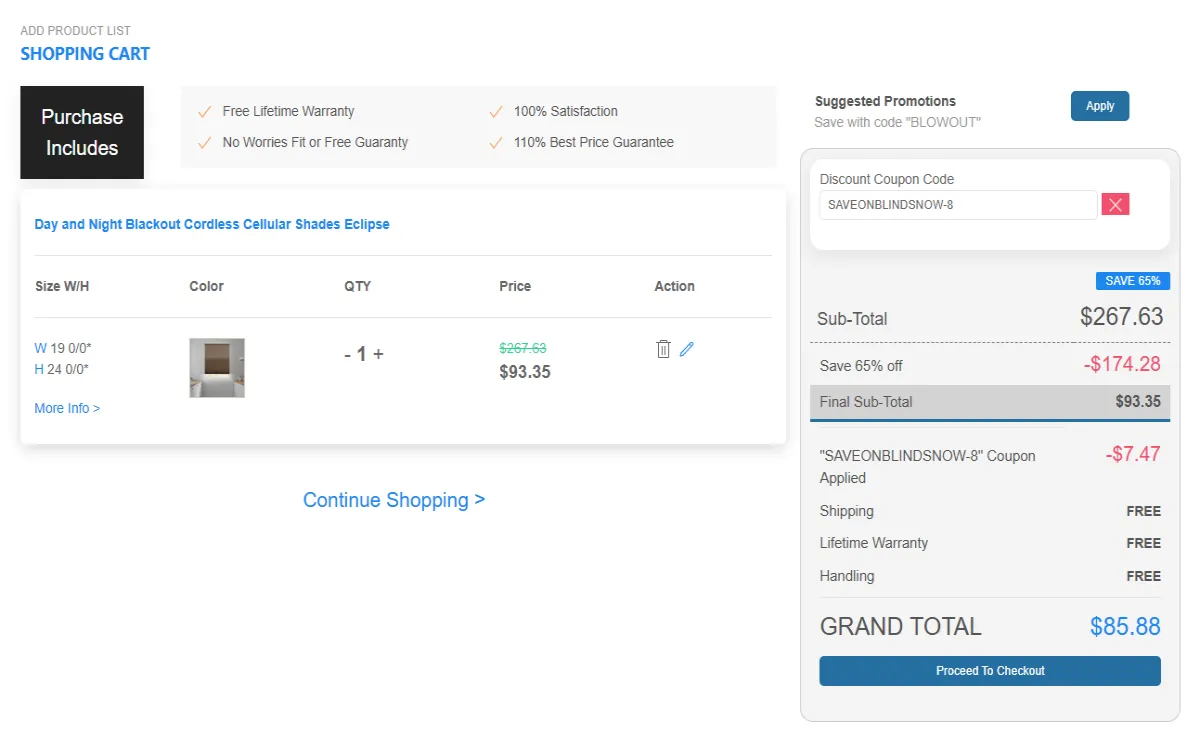 Coupon proof SAVEONBLINDSNOW-8