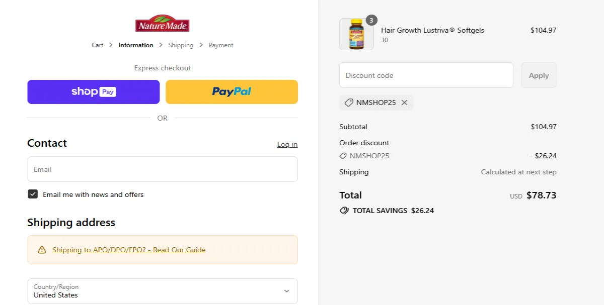 Coupon proof NMSHOP25