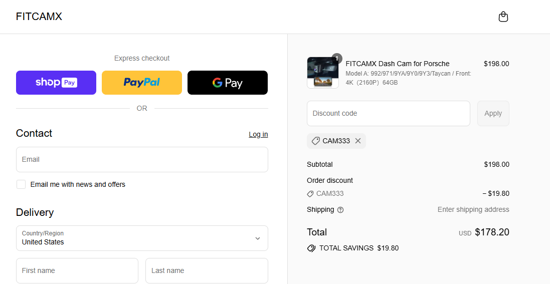 Coupon proof CAM333