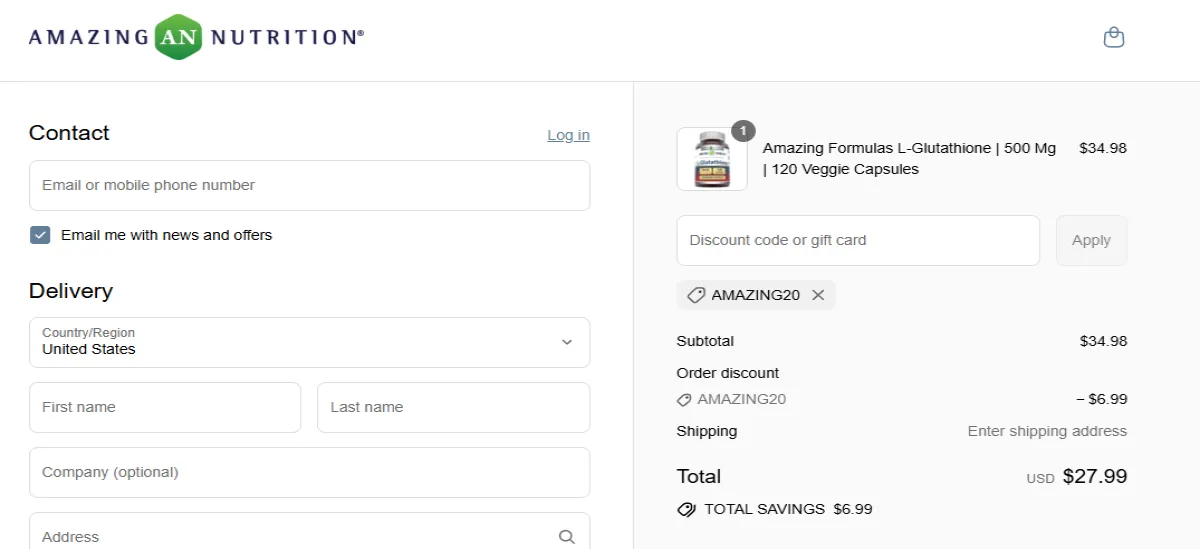 Coupon proof AMAZING20