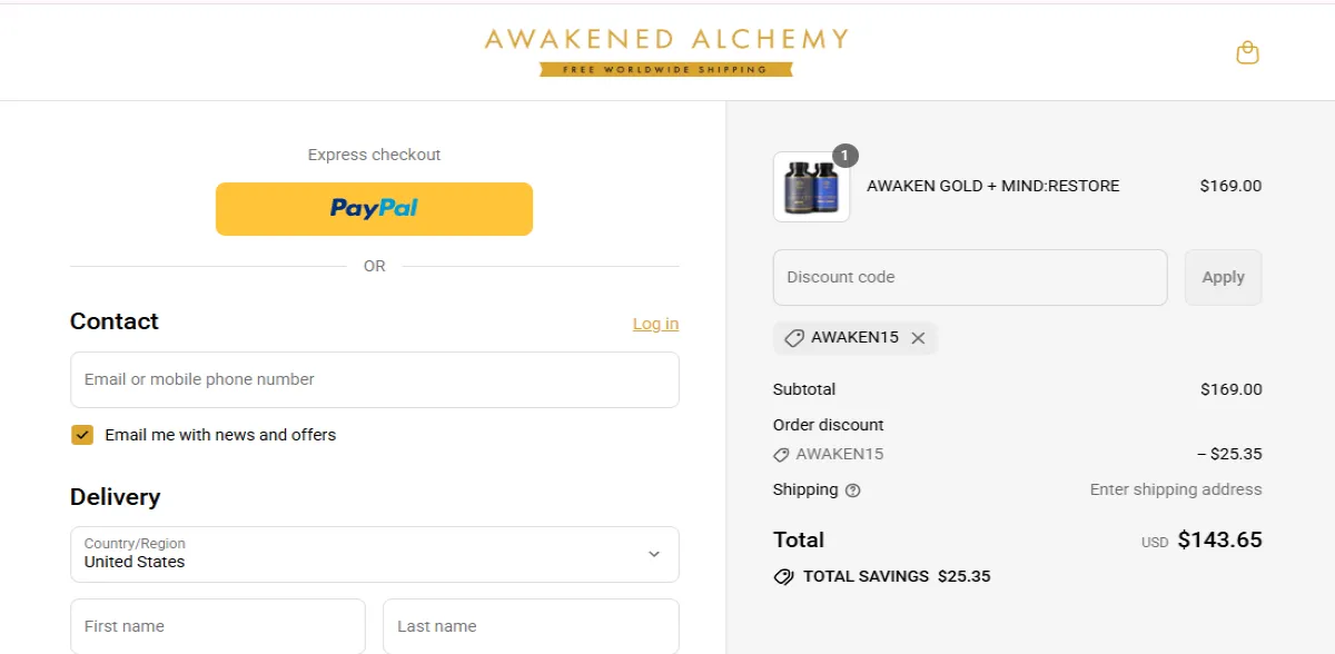 Coupon proof AWAKEN15