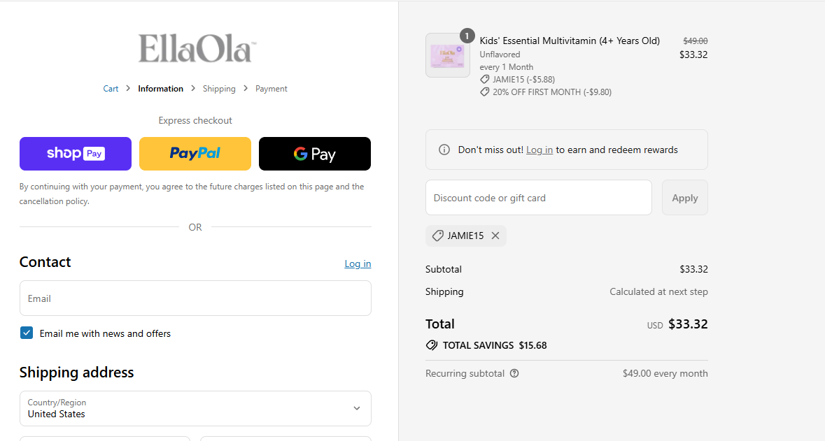 Coupon proof JAMIE15