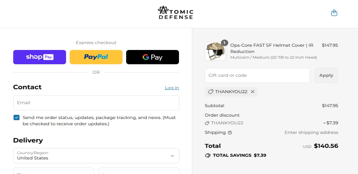 Coupon proof THANKYOU22