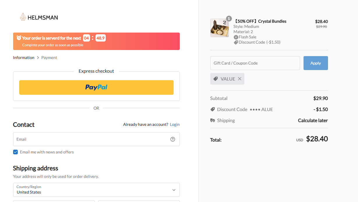 Coupon proof VALUE